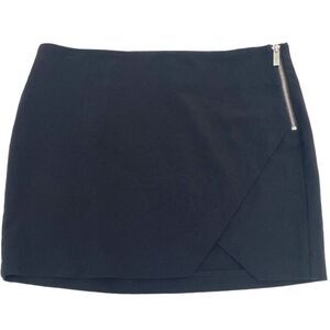 Guess Front Split Solid Black Mini Skirt Size Small